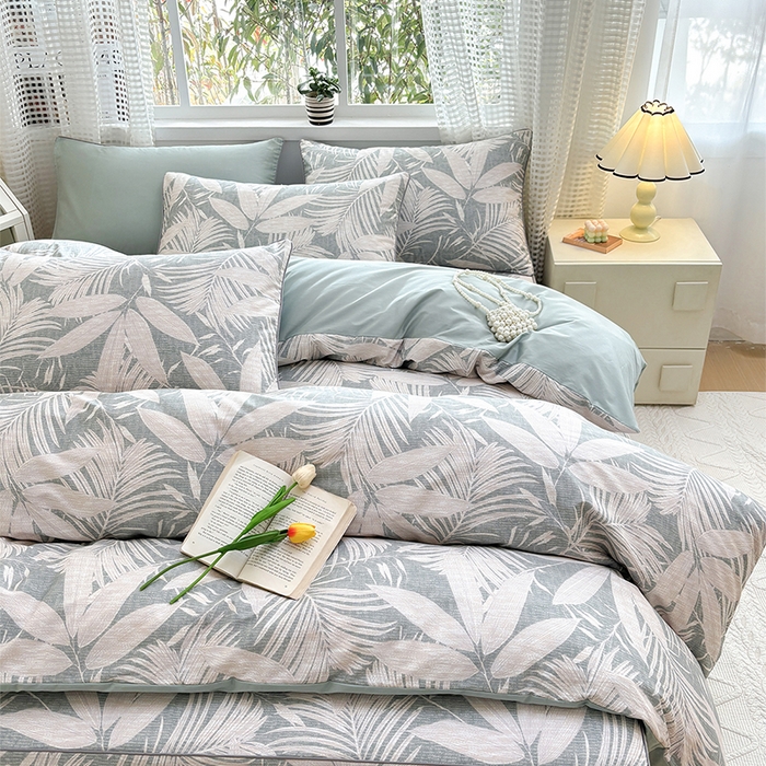 91家纺网 家纺一手货源 找家纺 元元被芯 2025新款40支13372全棉印花全棉夹棉床笠四件套 蔓羽