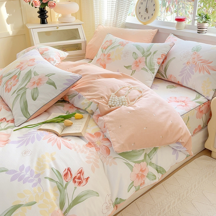 91家纺网 家纺一手货源 找家纺 元元被芯 2025新款40支13372全棉印花全棉隐藏式夹棉被套 半夏