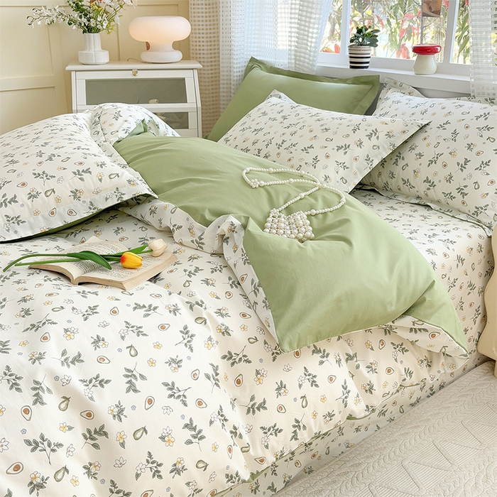91家纺网 家纺一手货源 找家纺 元元被芯 2025新款40支13372全棉印花全棉四件套 绿意