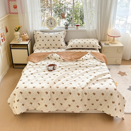 91家纺网 家纺一手货源 找家纺 元元被芯 2025新款40支13372全棉印花夏被四件套 熊尼