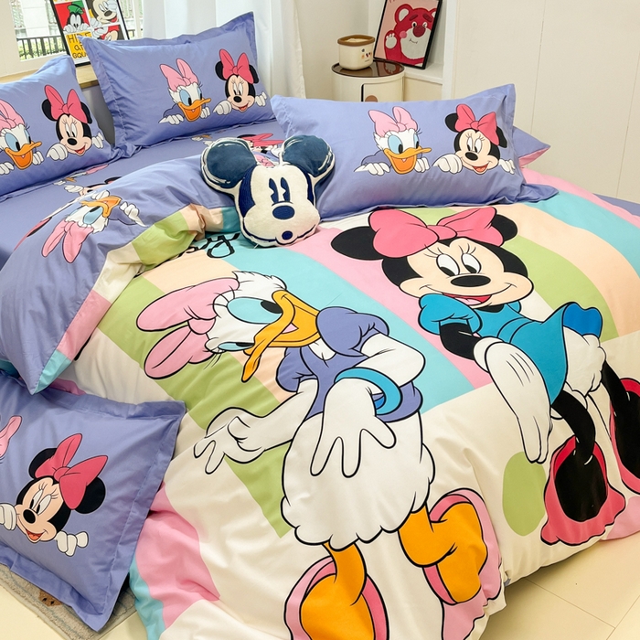 91家纺网 家纺一手货源 找家纺 典曼家纺 2025新款迪士尼大版印花卡通四件套 黛西米妮