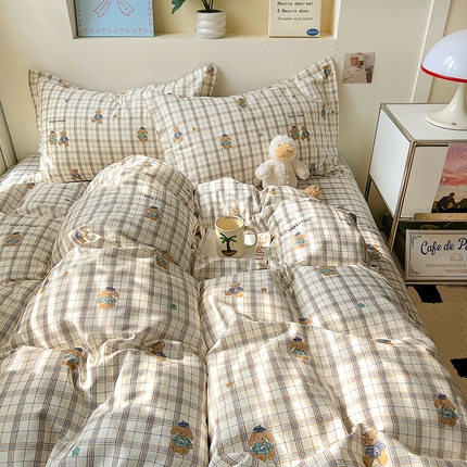 91家纺网 家纺一手货源 找家纺 （总）百寐2025新款全棉13372床笠被套单品枕套三四件套学生组合加大单件-单被套