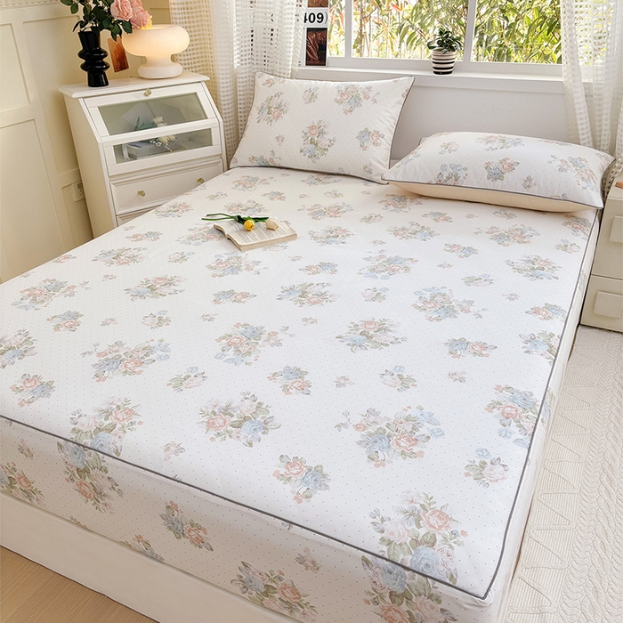 91家纺网 家纺一手货源 找家纺 元元被芯 2025新款40支13372全棉印花全棉隐藏式夹棉床笠 花舞