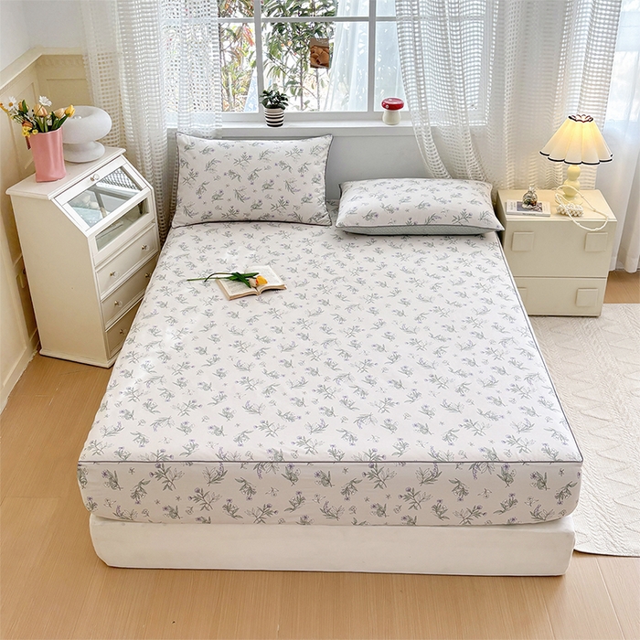 91家纺网 家纺一手货源 找家纺 元元被芯 2025新款40支13372全棉印花全棉隐藏式夹棉床笠 宁静