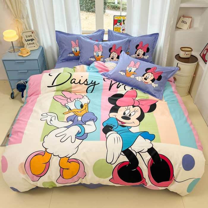 91家纺网 家纺一手货源 找家纺 典曼家纺 2025新款迪士尼大版印花卡通四件套 黛西米妮