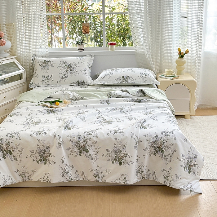 91家纺网 家纺一手货源 找家纺 元元被芯 2025新款40支13372全棉印花夏被四件套 若萱