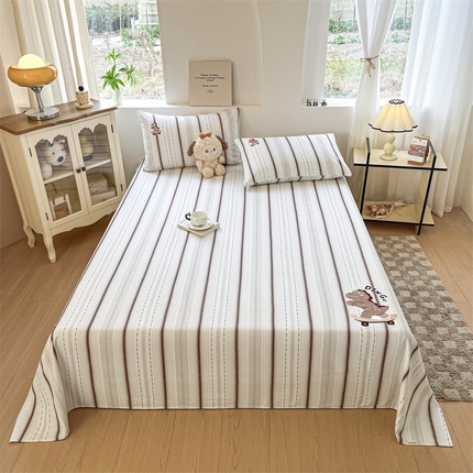 91家纺网 家纺一手货源 找家纺 笙意家纺2025新款全棉老粗布单品单床单 莫奈咖