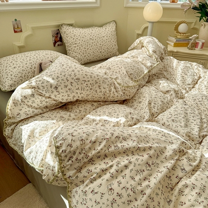 91家纺网 家纺一手货源 找家纺 韩都家居2025新款水洗双层纱针织棉三角针四件套（包含买家秀） 花田薇