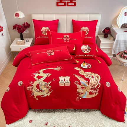 91家纺网 家纺一手货源 找家纺 （总）甜咪咪婚庆 2025 新款居家婚庆刺绣结婚  春秋冬婚庆喜被