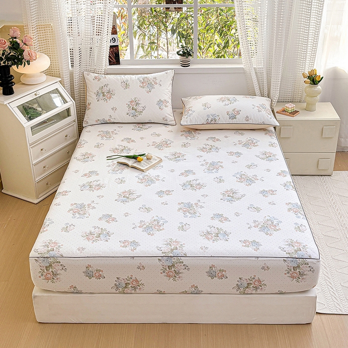 91家纺网 家纺一手货源 找家纺 元元被芯 2025新款40支13372全棉印花全棉隐藏式夹棉床笠 花舞