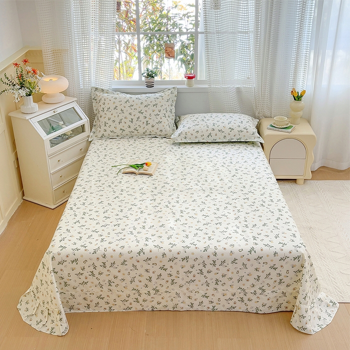 91家纺网 家纺一手货源 找家纺 元元被芯 2025新款40支13372全棉印花全棉床单 绿意