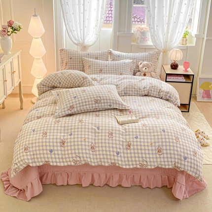 梦莱斯 2025直播爆款公主风A类针织棉床盖四件套AA版被套 i-允希