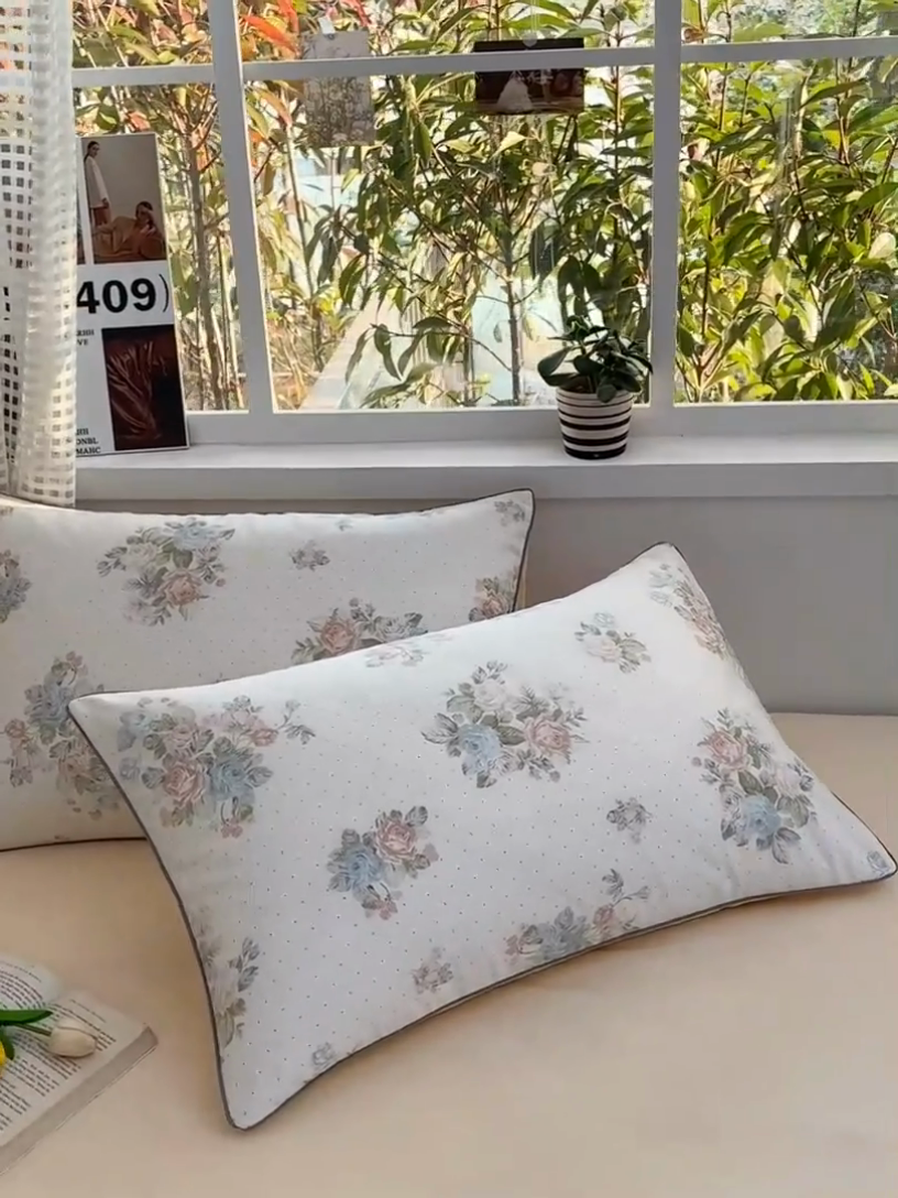 91家纺网 家纺一手货源 找家纺 元元被芯 2025新款40支13372全棉印花全棉隐藏式夹棉枕套 花舞