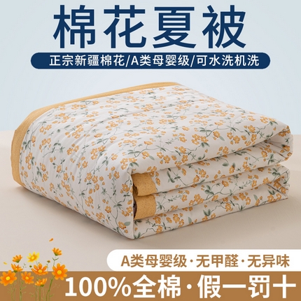 91家纺网 家纺一手货源 找家纺 （总）鑫棉坊 【又降价啦】2025新款全棉A类印花纯棉花夏被可机洗空调被