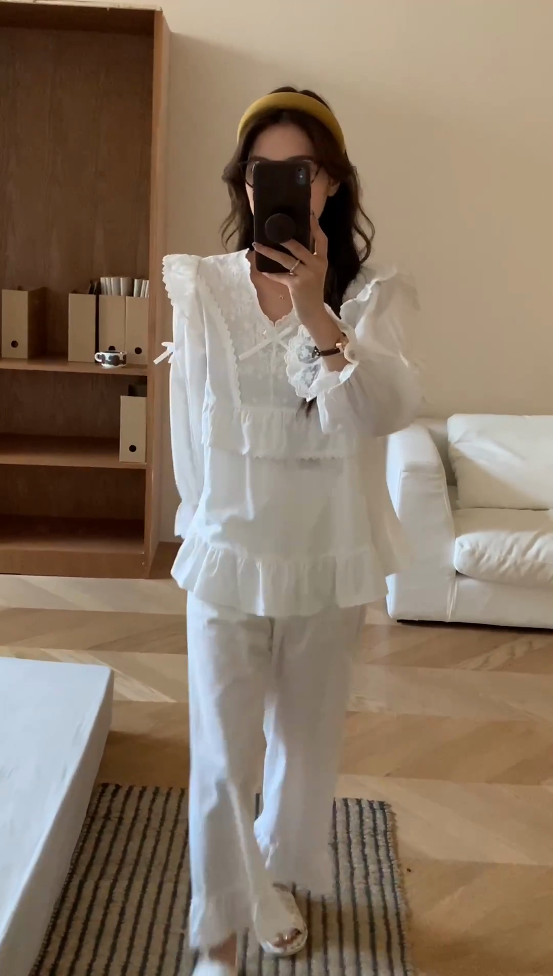 91家纺网 家纺一手货源 找家纺 （总）妍景家居生活馆 2025新款韩系蕾丝花边V领套装