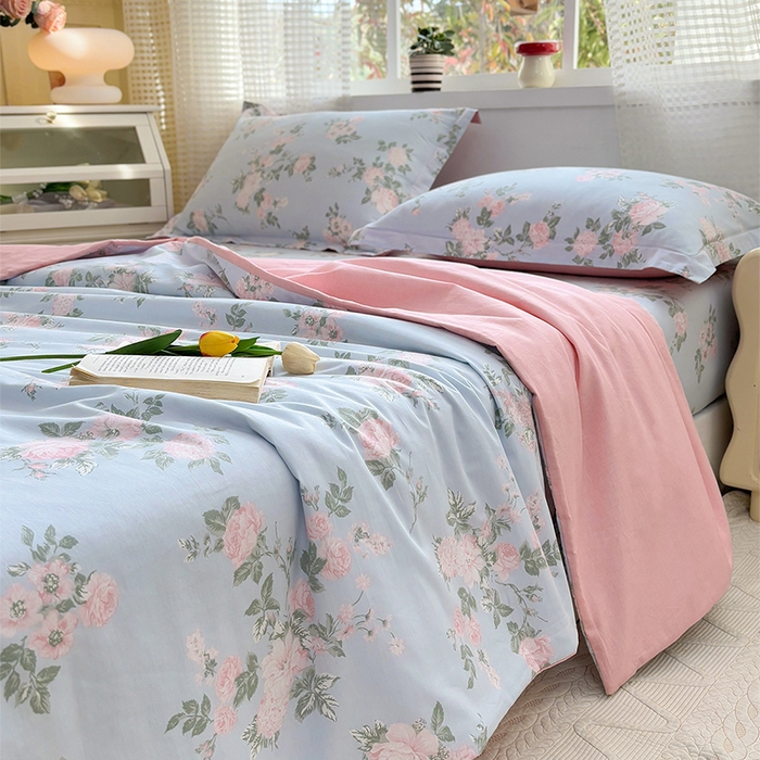 91家纺网 家纺一手货源 找家纺 元元被芯 2025新款40支13372全棉印花夏被四件套 初妤