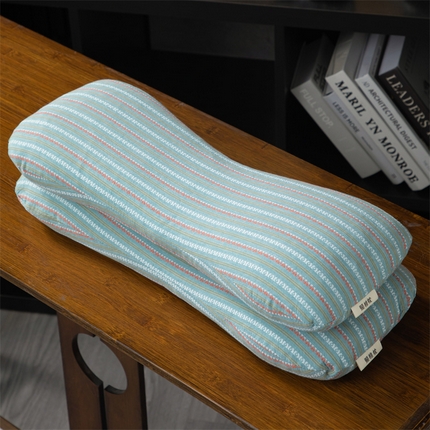 91家纺网 家纺一手货源 找家纺 （总）仁宇枕业 2025新款新品全棉色织提花水洗棉条纹8字骨头护颈椎全荞麦枕头枕芯