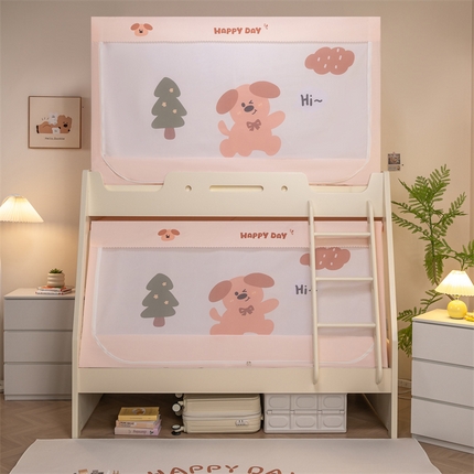 91家纺网 家纺一手货源 找家纺 新太阳家纺 2025新款上下铺子母床蚊帐 快乐萌宠