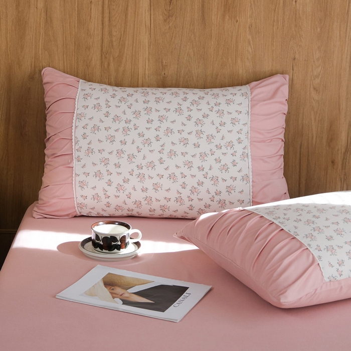 91家纺网 家纺一手货源 找家纺 布可家纺 2025新款A类法式清新褶皱印花四件套 悠悠香草