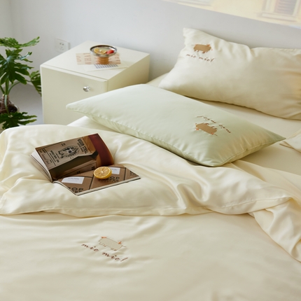 简纯主义 2025新款天丝四件套 散点系列 萌宠-奶白