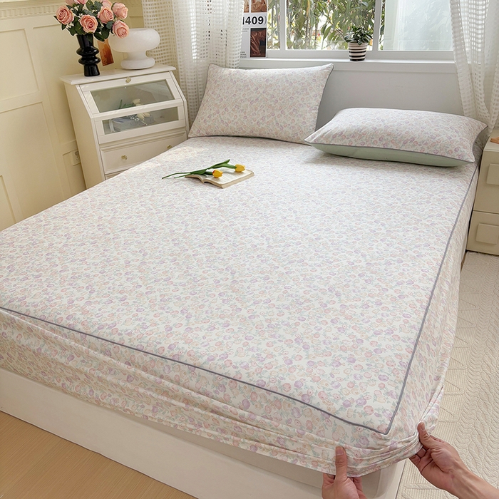 91家纺网 家纺一手货源 找家纺 元元被芯 2025新款40支13372全棉印花全棉隐藏式夹棉床笠 悠然