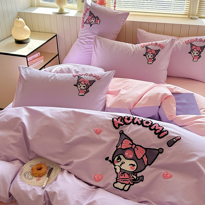 91家纺网 家纺一手货源 找家纺 金爱家 2025新款全棉毛巾绣四件套 毛巾绣-萌萌库洛米