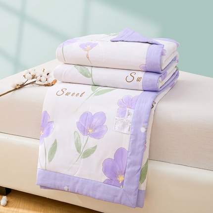 天之爱 2025新款春夏全棉纯棉印花夏被夏凉被空调被被子被芯 甜美花韵