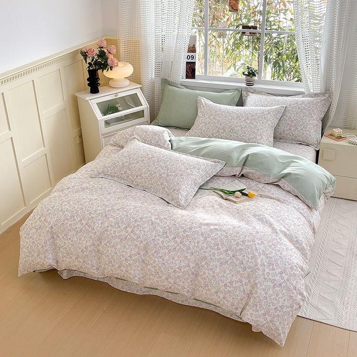 91家纺网 家纺一手货源 找家纺 元元被芯 2025新款40支13372全棉印花全棉被套夹棉四件套 悠然