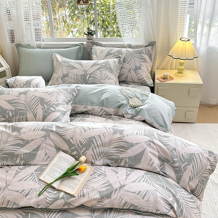 元元被芯 2025新款40支13372全棉印花全棉被套夹棉四件套 蔓羽