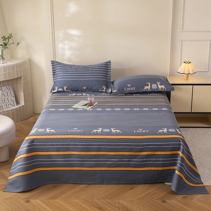 91家纺网 家纺一手货源 找家纺 幸嘉轩2025新款亲肤舒适床单三件套 鹿缘