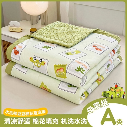 91家纺网 家纺一手货源 找家纺 鑫棉坊 2025新款A类水洗棉豆豆双层纱棉花夏凉被 绿野仙踪