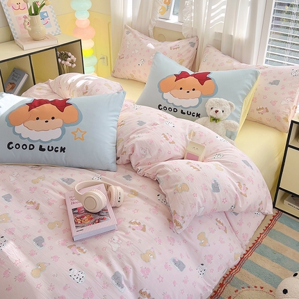 大麦乐田2025新款超柔大版印花四件套 浪漫碎花犬