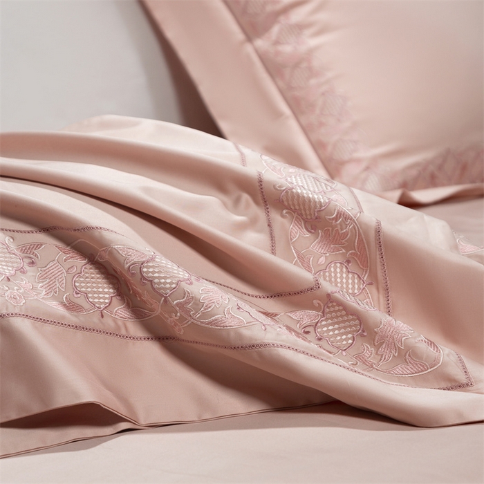 91家纺网 家纺一手货源 找家纺 高大尚婚庆馆 2025新款长绒棉四件套-简奢 简奢-落樱粉