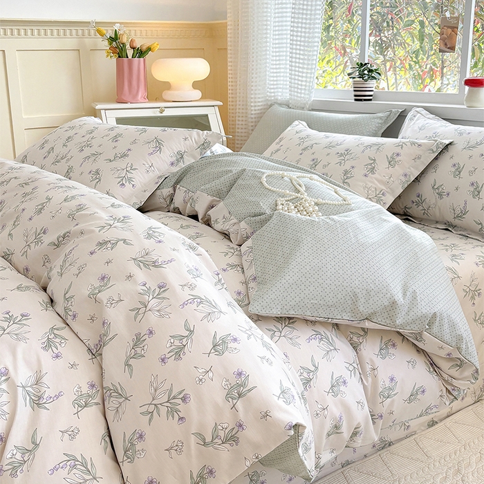 91家纺网 家纺一手货源 找家纺 元元被芯 2025新款40支13372全棉印花全棉四件套 宁静