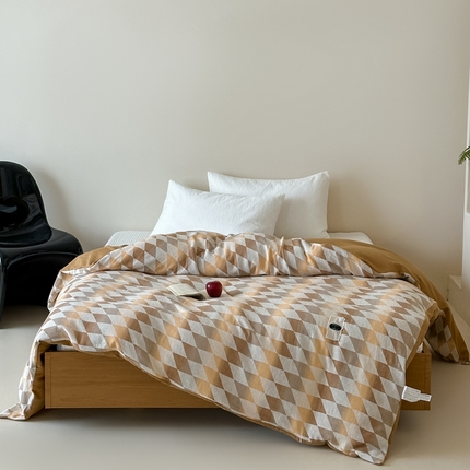 月夏 2025新款全棉双层纱被套全棉被套单被套 格韵风华-橘