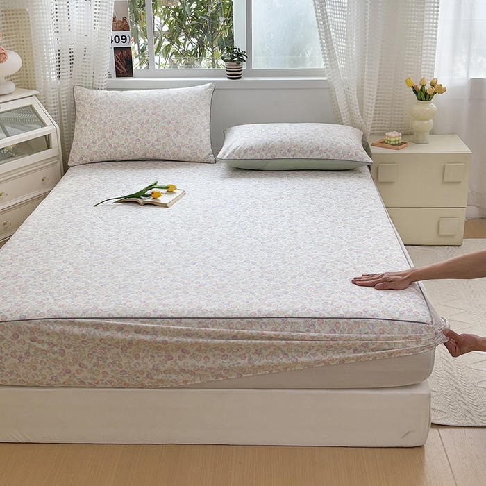 91家纺网 家纺一手货源 找家纺 元元被芯 2025新款40支13372全棉印花全棉隐藏式夹棉床笠 悠然