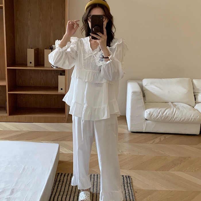 91家纺网 家纺一手货源 找家纺 （总）妍景家居生活馆 2025新款韩系蕾丝花边V领套装