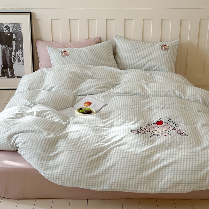 91家纺网 家纺一手货源 找家纺 （总）圆岛家纺 2025新款全棉双层纱贴布绣四件套