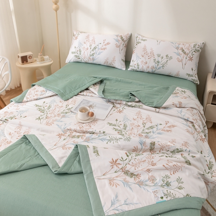 91家纺网 家纺一手货源 找家纺 鑫棉坊 2025新款A类全棉印花大豆纤维空调被大豆被 情梦莎