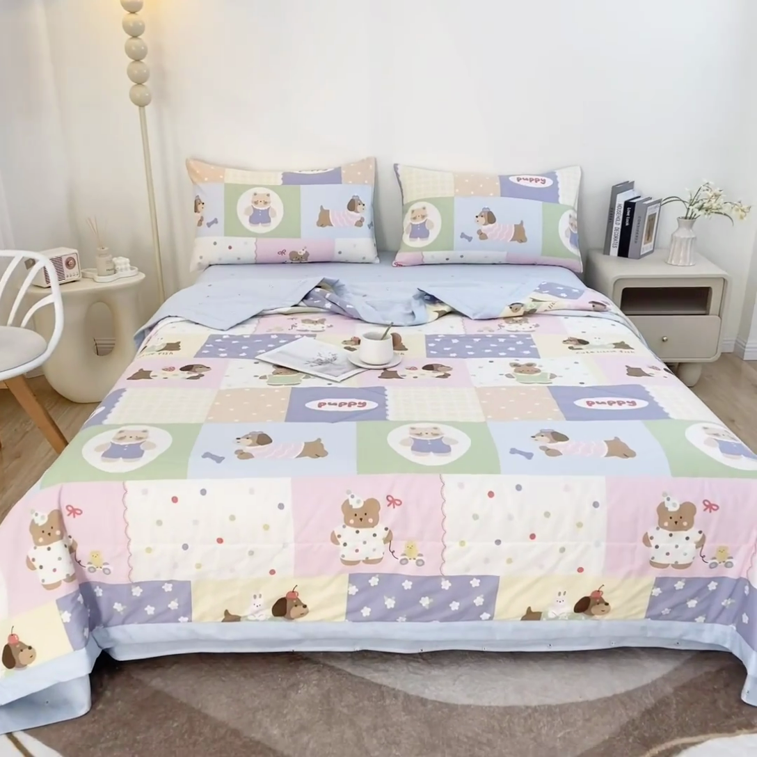 91家纺网 家纺一手货源 找家纺 鑫棉坊 2025新款A类全棉印花大豆纤维空调被大豆被 乐享一族