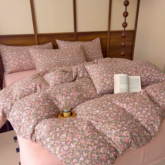 91家纺网 家纺一手货源 找家纺 优品阁  2025新款A类全棉有氧双层纱四件套 余香