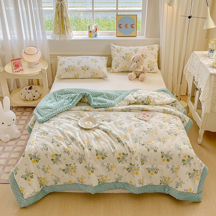 91家纺网 家纺一手货源 找家纺 梦依依 2025新款40支全棉豆豆被大豆被夏被春秋被子被芯 加微信送买家秀 冷露金桂