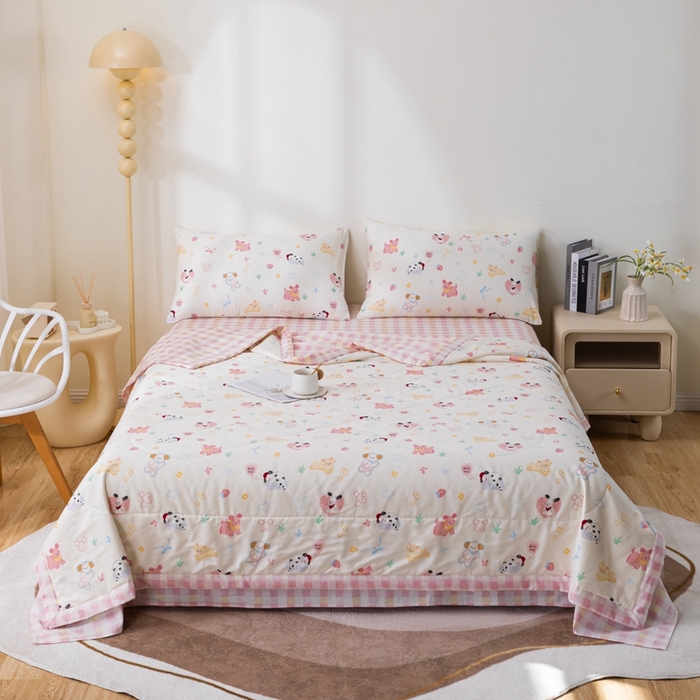 91家纺网 家纺一手货源 找家纺 鑫棉坊 【又降价啦】2025新款全棉A类印花纯棉花夏被可机洗空调被 魔法伙伴