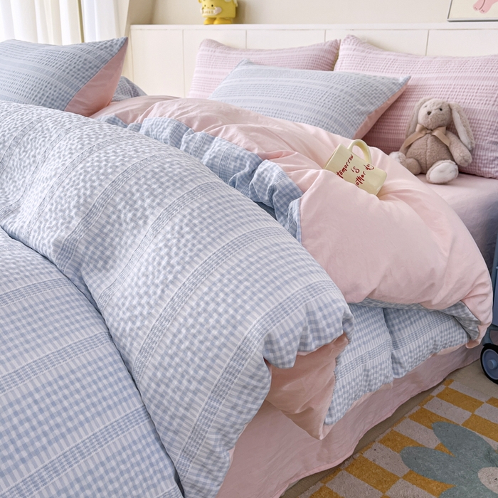 91家纺网 家纺一手货源 找家纺 （总）老K (原美阁） 2025新款亲肤舒适有氧针织棉亲肤四件套-叠拍图