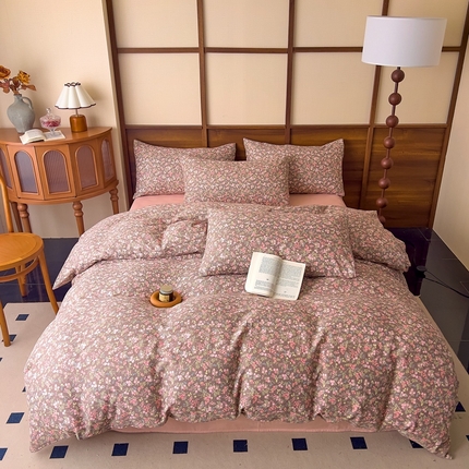 91家纺网 家纺一手货源 找家纺 优品阁  2025新款A类全棉有氧双层纱四件套 余香