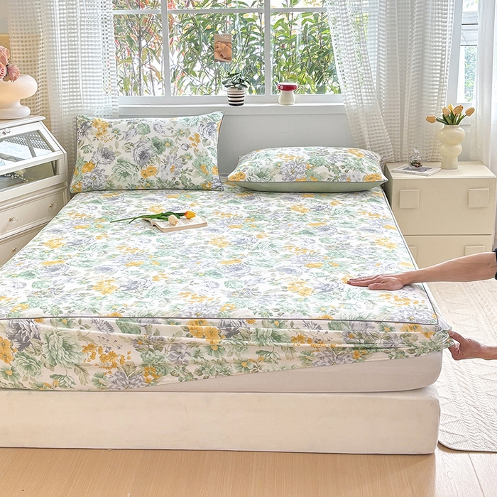 91家纺网 家纺一手货源 找家纺 元元被芯 2025新款40支13372全棉印花全棉隐藏式夹棉床笠 亦语