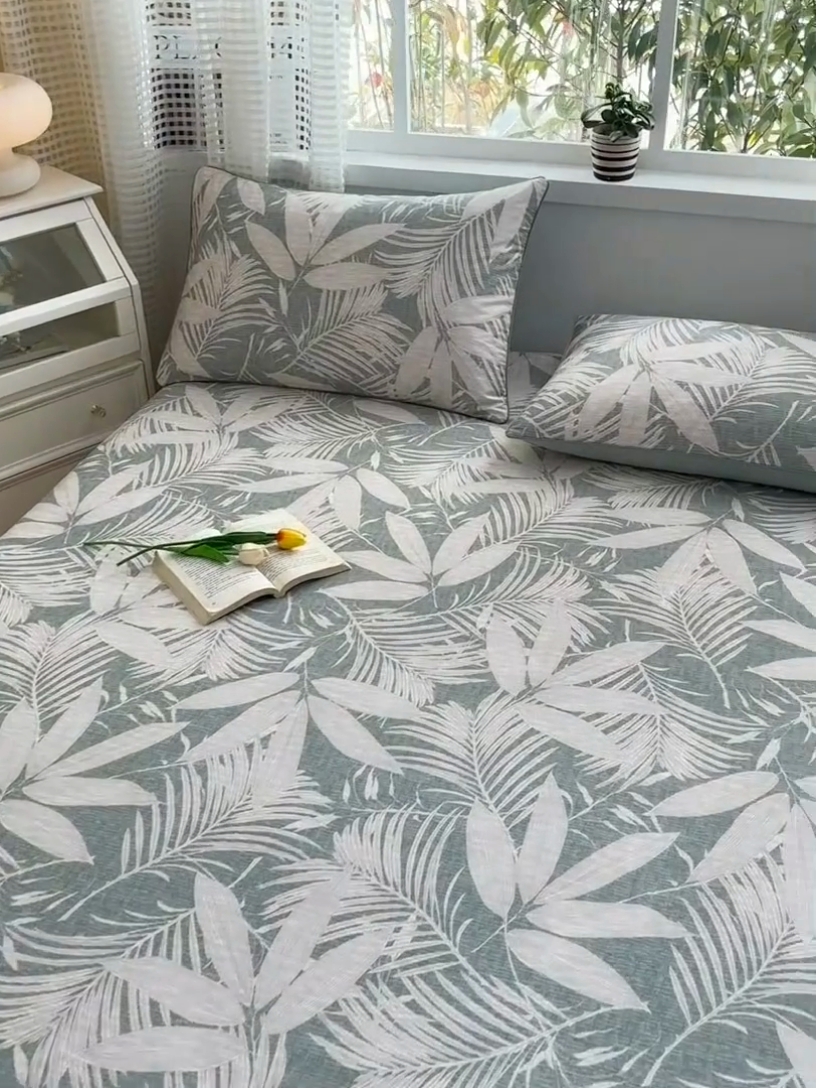 91家纺网 家纺一手货源 找家纺 元元被芯 2025新款40支13372全棉印花全棉隐藏式夹棉床笠 蔓羽