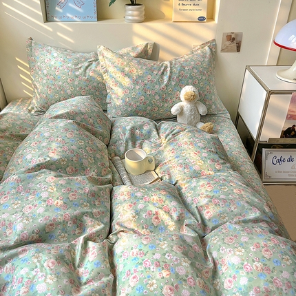 91家纺网 家纺一手货源 找家纺 （总）百寐2025新款全棉13372床笠被套单品枕套三四件套学生组合加大单件-单被套