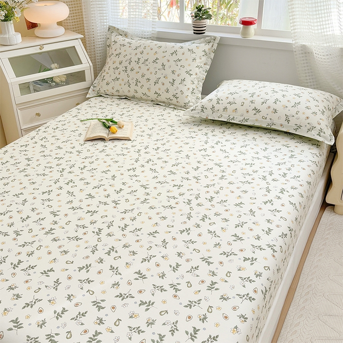 91家纺网 家纺一手货源 找家纺 元元被芯 2025新款40支13372全棉印花全棉床笠 绿意