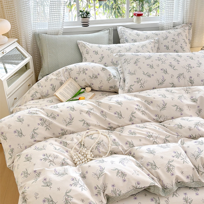 91家纺网 家纺一手货源 找家纺 元元被芯 2025新款40支13372全棉印花全棉四件套 宁静